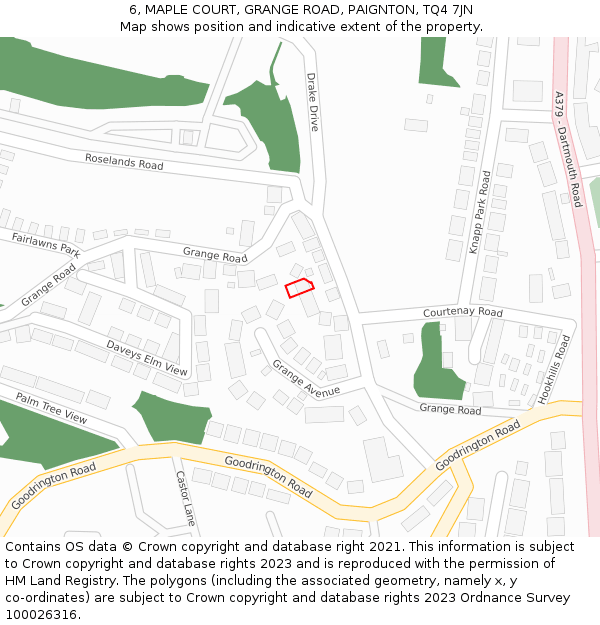 6, MAPLE COURT, GRANGE ROAD, PAIGNTON, TQ4 7JN: Location map and indicative extent of plot