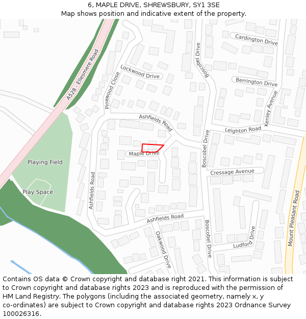 6, MAPLE DRIVE, SHREWSBURY, SY1 3SE: Location map and indicative extent of plot