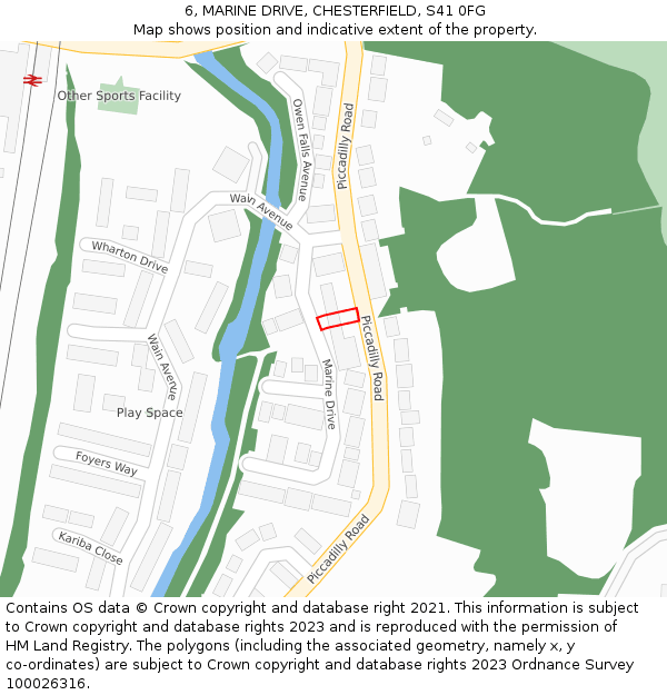 6, MARINE DRIVE, CHESTERFIELD, S41 0FG: Location map and indicative extent of plot