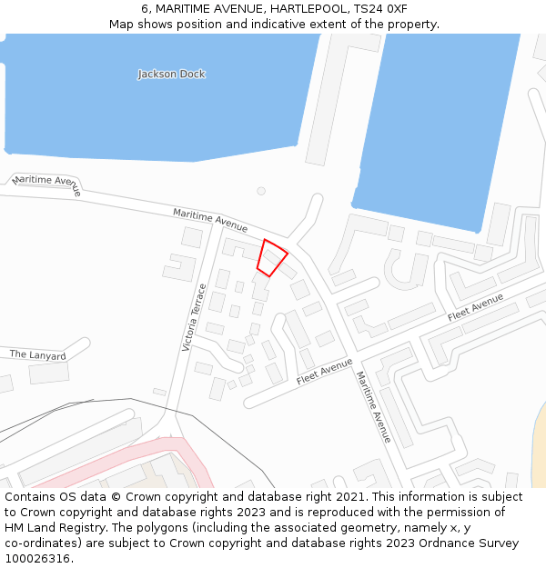 6, MARITIME AVENUE, HARTLEPOOL, TS24 0XF: Location map and indicative extent of plot