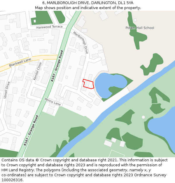 6, MARLBOROUGH DRIVE, DARLINGTON, DL1 5YA: Location map and indicative extent of plot