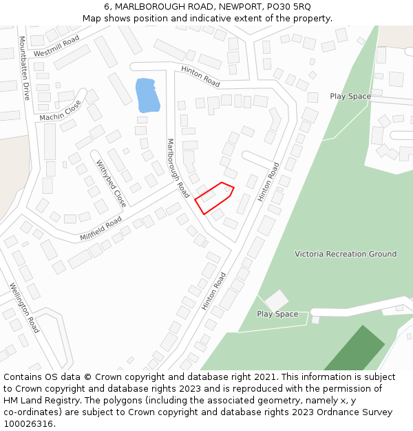 6, MARLBOROUGH ROAD, NEWPORT, PO30 5RQ: Location map and indicative extent of plot