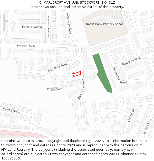6, MARLCROFT AVENUE, STOCKPORT, SK4 3LZ: Location map and indicative extent of plot