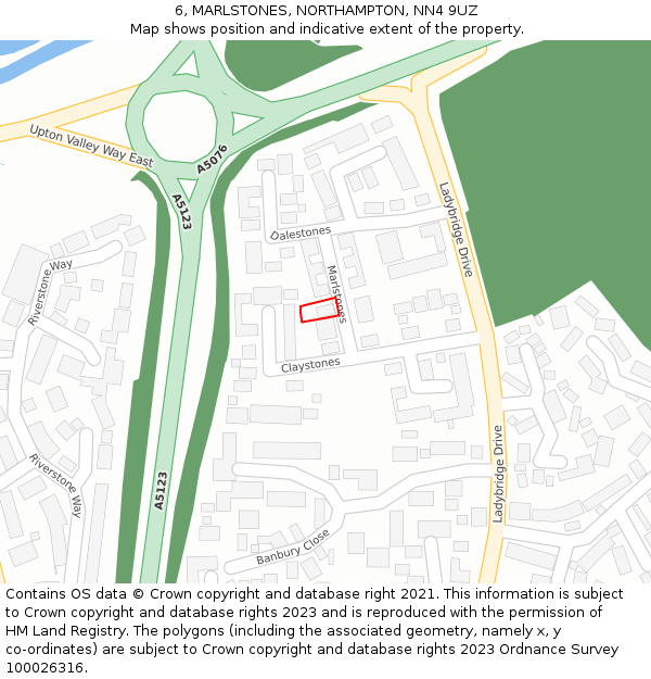 6, MARLSTONES, NORTHAMPTON, NN4 9UZ: Location map and indicative extent of plot