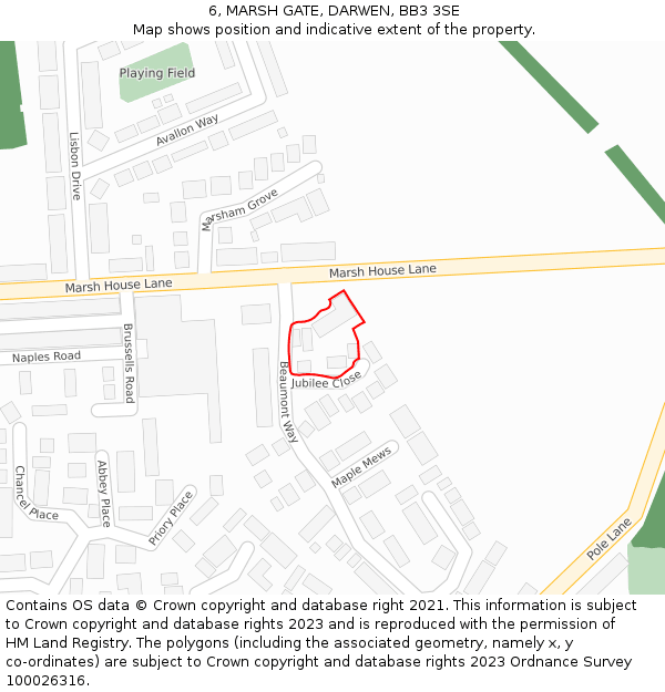 6, MARSH GATE, DARWEN, BB3 3SE: Location map and indicative extent of plot