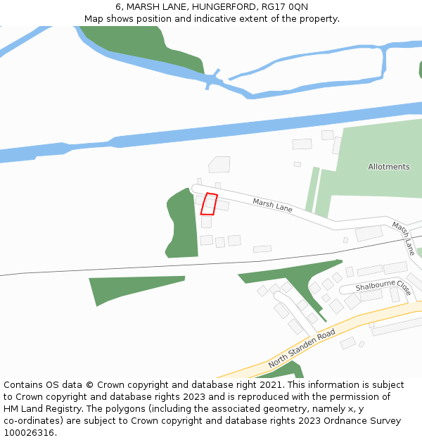 6, MARSH LANE, HUNGERFORD, RG17 0QN: Location map and indicative extent of plot