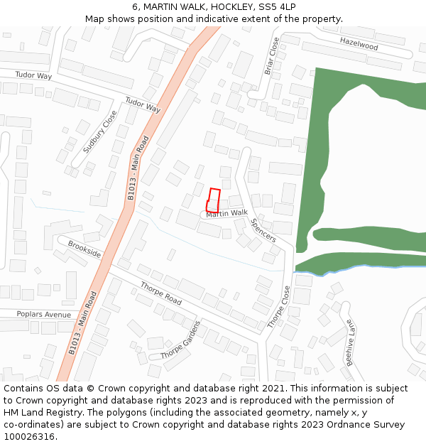 6, MARTIN WALK, HOCKLEY, SS5 4LP: Location map and indicative extent of plot