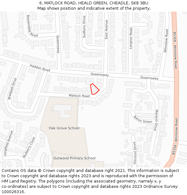 6, MATLOCK ROAD, HEALD GREEN, CHEADLE, SK8 3BU: Location map and indicative extent of plot