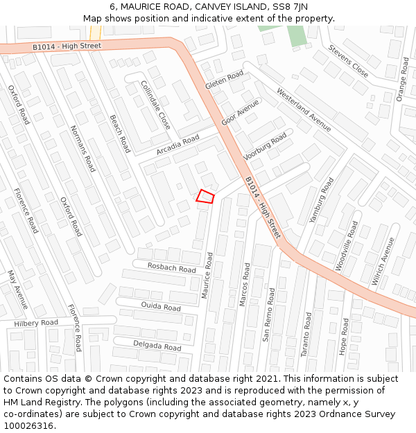 6, MAURICE ROAD, CANVEY ISLAND, SS8 7JN: Location map and indicative extent of plot