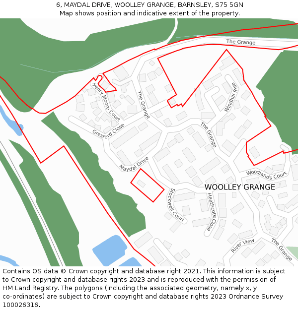 6, MAYDAL DRIVE, WOOLLEY GRANGE, BARNSLEY, S75 5GN: Location map and indicative extent of plot