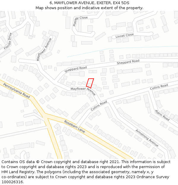 6, MAYFLOWER AVENUE, EXETER, EX4 5DS: Location map and indicative extent of plot