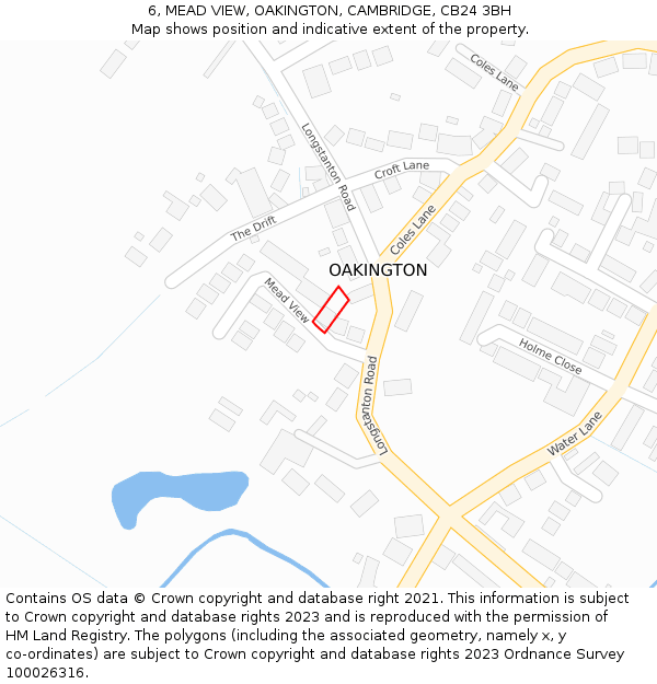 6, MEAD VIEW, OAKINGTON, CAMBRIDGE, CB24 3BH: Location map and indicative extent of plot