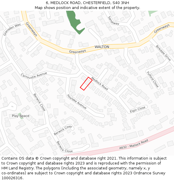 6, MEDLOCK ROAD, CHESTERFIELD, S40 3NH: Location map and indicative extent of plot