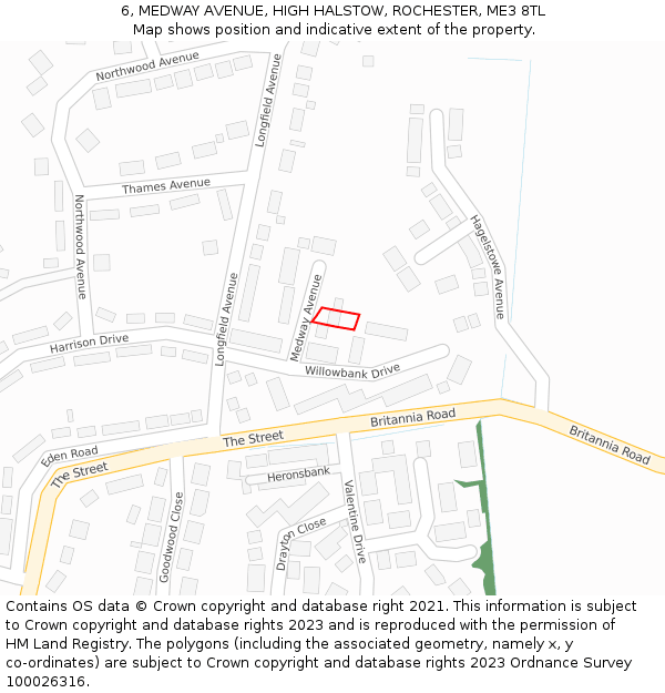 6, MEDWAY AVENUE, HIGH HALSTOW, ROCHESTER, ME3 8TL: Location map and indicative extent of plot