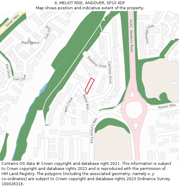 6, MELIOT RISE, ANDOVER, SP10 4DF: Location map and indicative extent of plot