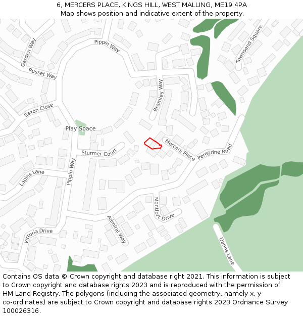 6, MERCERS PLACE, KINGS HILL, WEST MALLING, ME19 4PA: Location map and indicative extent of plot