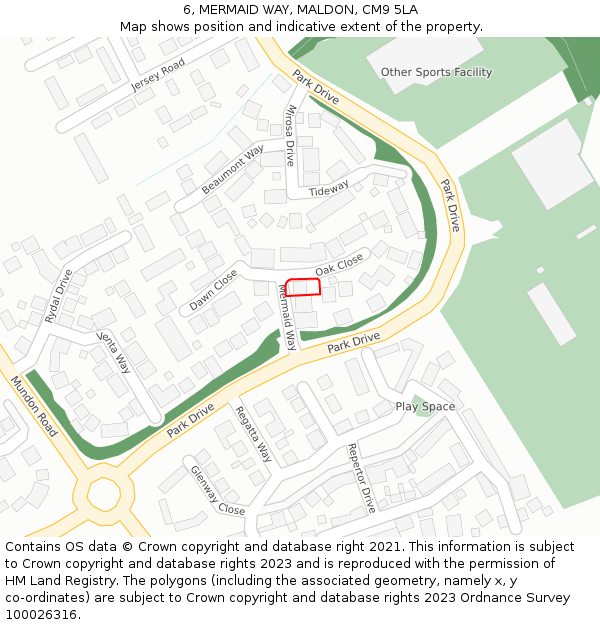 6, MERMAID WAY, MALDON, CM9 5LA: Location map and indicative extent of plot