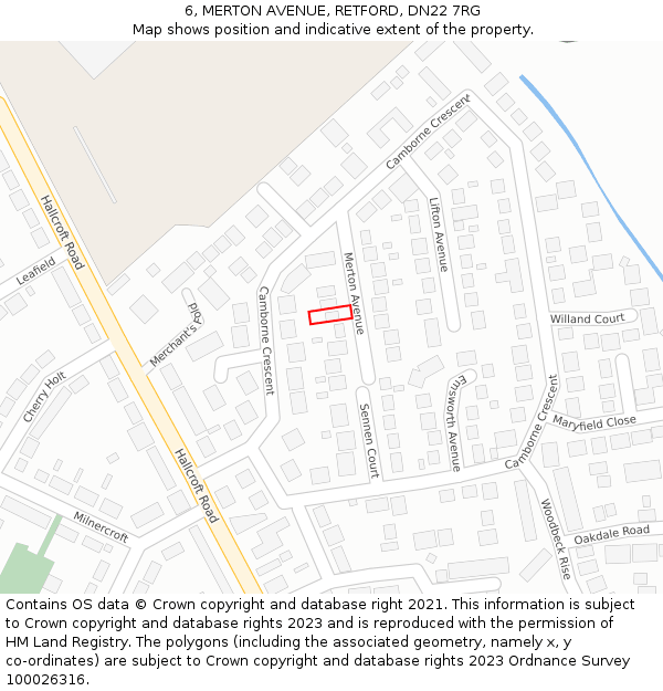 6, MERTON AVENUE, RETFORD, DN22 7RG: Location map and indicative extent of plot