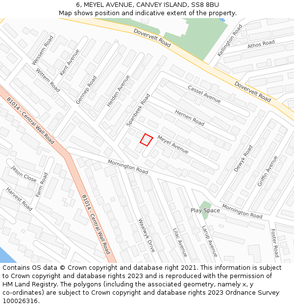 6, MEYEL AVENUE, CANVEY ISLAND, SS8 8BU: Location map and indicative extent of plot