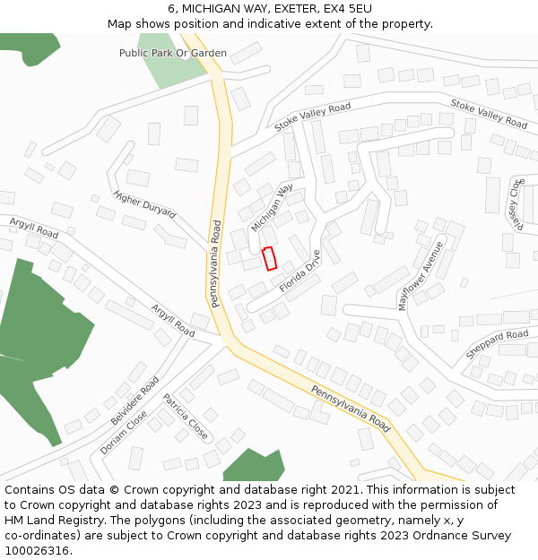 6, MICHIGAN WAY, EXETER, EX4 5EU: Location map and indicative extent of plot