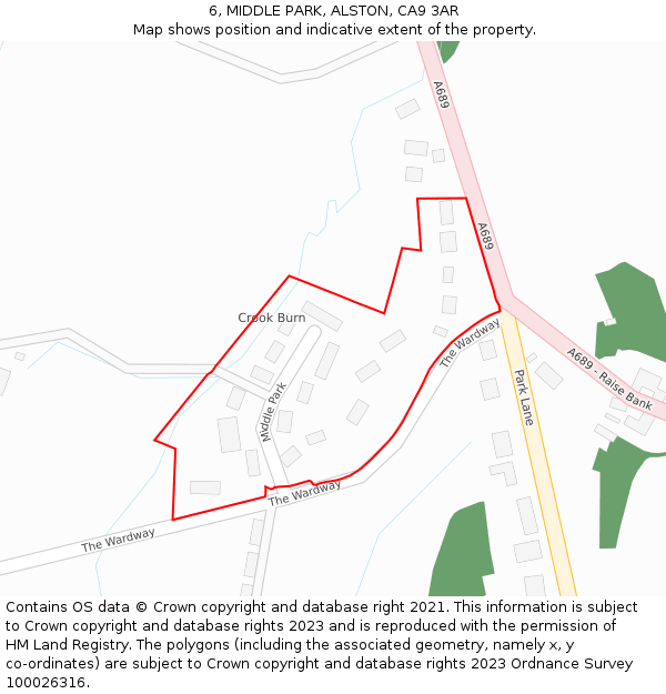 6, MIDDLE PARK, ALSTON, CA9 3AR: Location map and indicative extent of plot