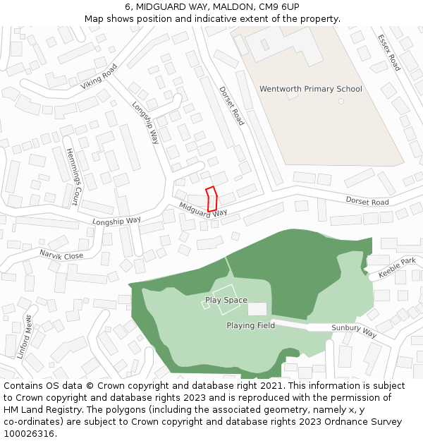 6, MIDGUARD WAY, MALDON, CM9 6UP: Location map and indicative extent of plot