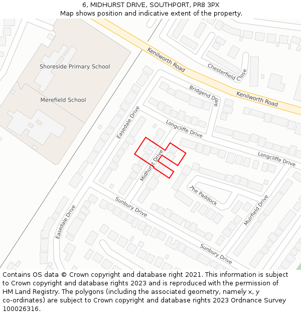 6, MIDHURST DRIVE, SOUTHPORT, PR8 3PX: Location map and indicative extent of plot