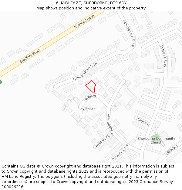 6, MIDLEAZE, SHERBORNE, DT9 6DY: Location map and indicative extent of plot