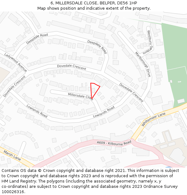 6, MILLERSDALE CLOSE, BELPER, DE56 1HP: Location map and indicative extent of plot