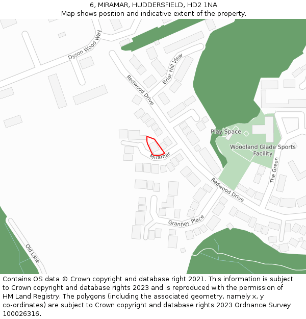 6, MIRAMAR, HUDDERSFIELD, HD2 1NA: Location map and indicative extent of plot