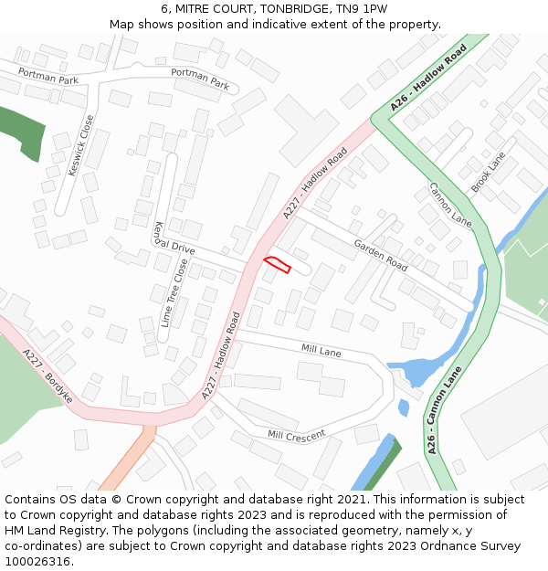 6, MITRE COURT, TONBRIDGE, TN9 1PW: Location map and indicative extent of plot