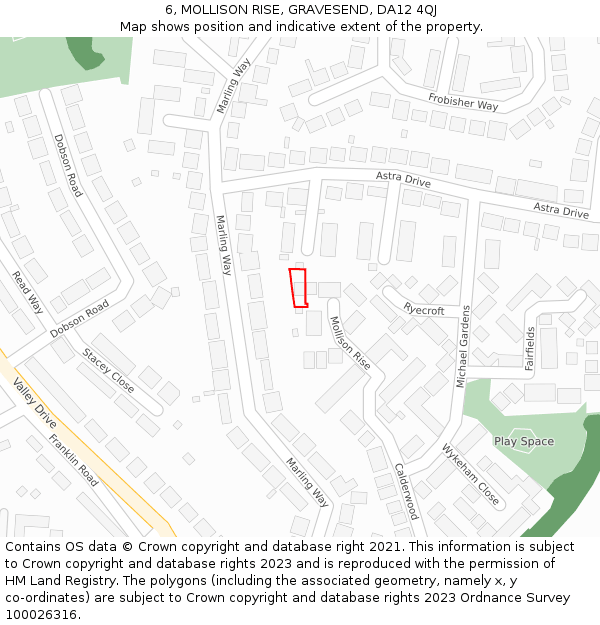 6, MOLLISON RISE, GRAVESEND, DA12 4QJ: Location map and indicative extent of plot