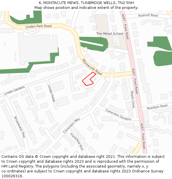 6, MONTACUTE MEWS, TUNBRIDGE WELLS, TN2 5NH: Location map and indicative extent of plot