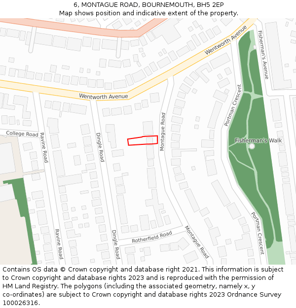 6, MONTAGUE ROAD, BOURNEMOUTH, BH5 2EP: Location map and indicative extent of plot