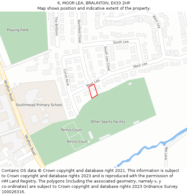 6, MOOR LEA, BRAUNTON, EX33 2HP: Location map and indicative extent of plot