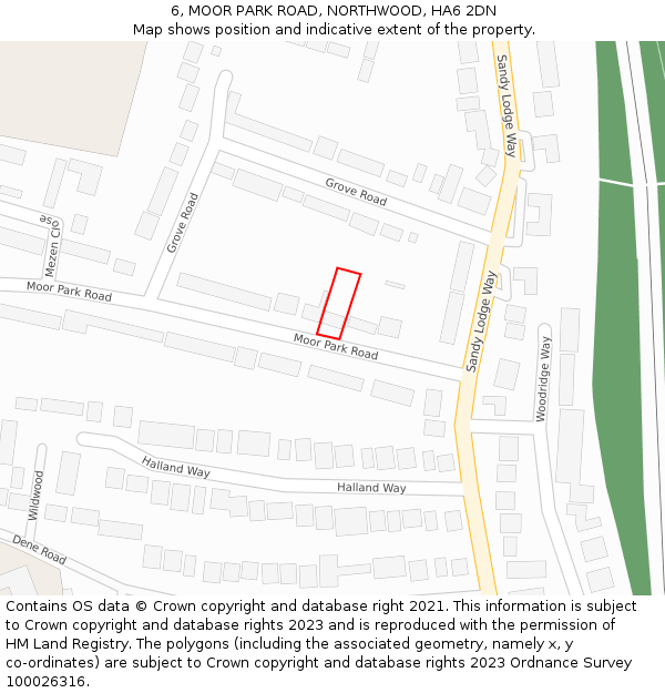 6, MOOR PARK ROAD, NORTHWOOD, HA6 2DN: Location map and indicative extent of plot