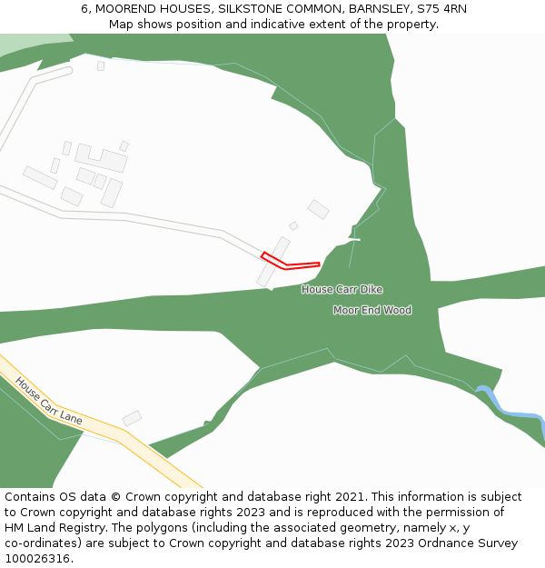 6, MOOREND HOUSES, SILKSTONE COMMON, BARNSLEY, S75 4RN: Location map and indicative extent of plot