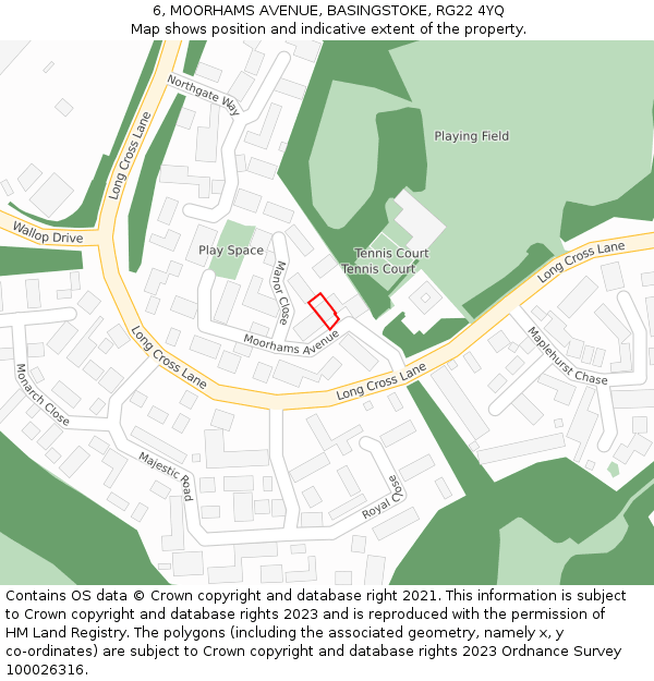 6, MOORHAMS AVENUE, BASINGSTOKE, RG22 4YQ: Location map and indicative extent of plot