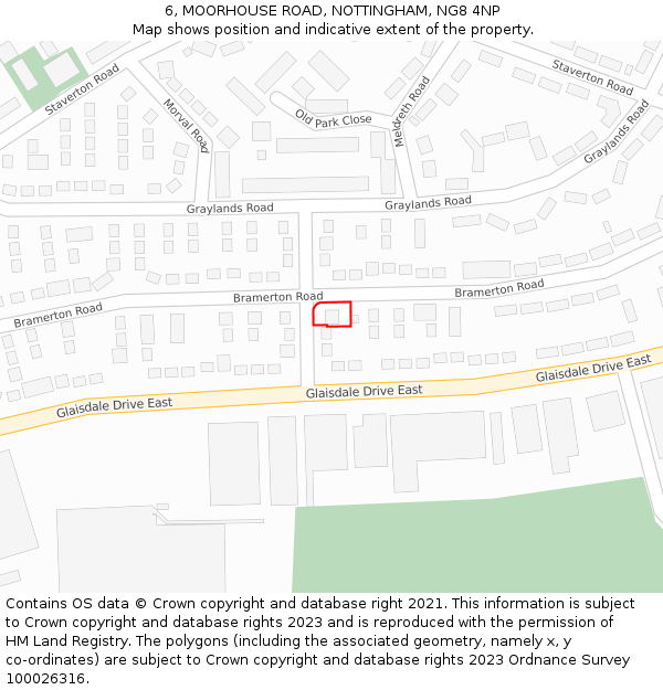 6, MOORHOUSE ROAD, NOTTINGHAM, NG8 4NP: Location map and indicative extent of plot