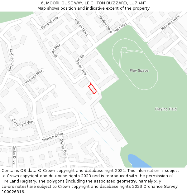 6, MOORHOUSE WAY, LEIGHTON BUZZARD, LU7 4NT: Location map and indicative extent of plot