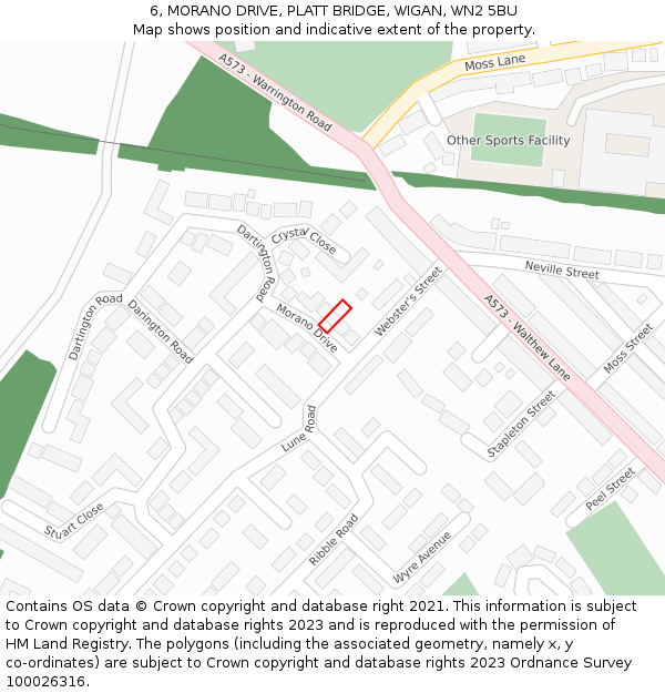 6, MORANO DRIVE, PLATT BRIDGE, WIGAN, WN2 5BU: Location map and indicative extent of plot