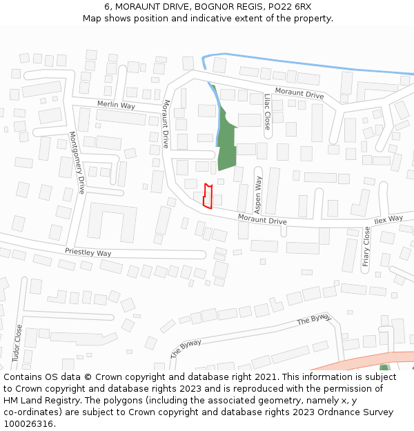 6, MORAUNT DRIVE, BOGNOR REGIS, PO22 6RX: Location map and indicative extent of plot