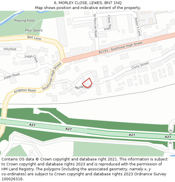 6, MORLEY CLOSE, LEWES, BN7 1NQ: Location map and indicative extent of plot