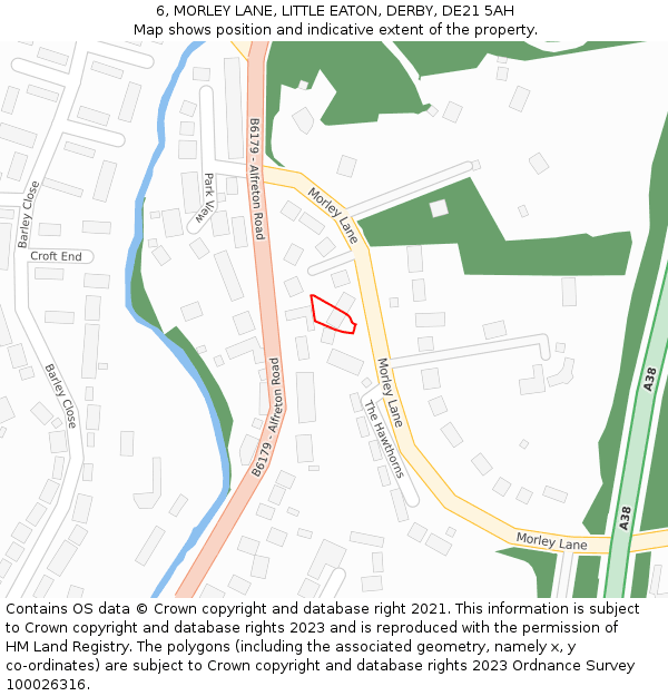 6, MORLEY LANE, LITTLE EATON, DERBY, DE21 5AH: Location map and indicative extent of plot