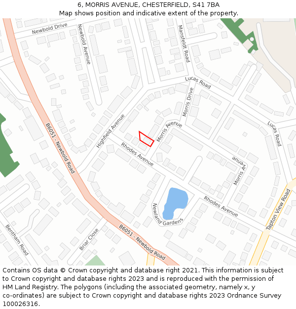 6, MORRIS AVENUE, CHESTERFIELD, S41 7BA: Location map and indicative extent of plot