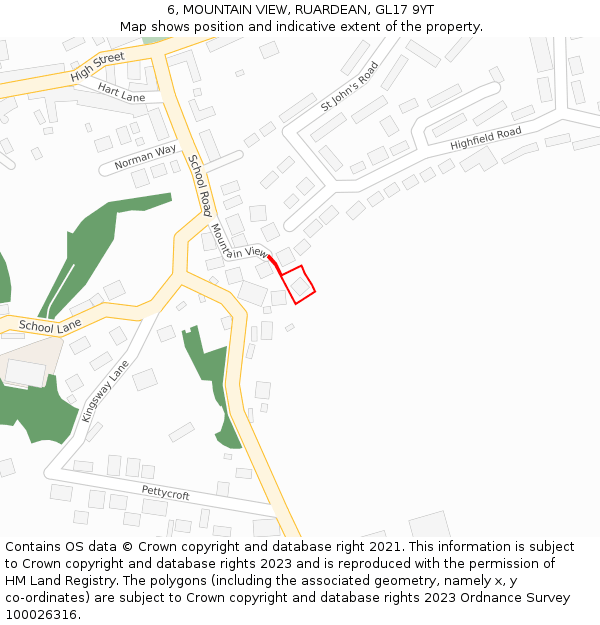 6, MOUNTAIN VIEW, RUARDEAN, GL17 9YT: Location map and indicative extent of plot