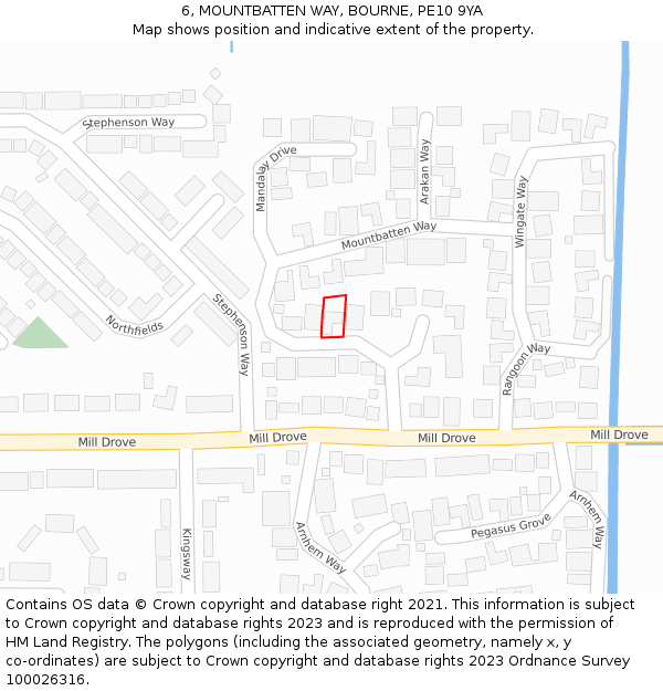 6, MOUNTBATTEN WAY, BOURNE, PE10 9YA: Location map and indicative extent of plot