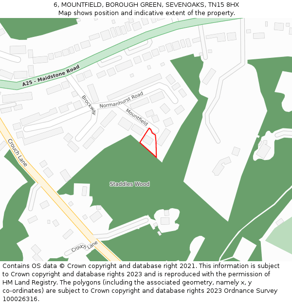 6, MOUNTFIELD, BOROUGH GREEN, SEVENOAKS, TN15 8HX: Location map and indicative extent of plot