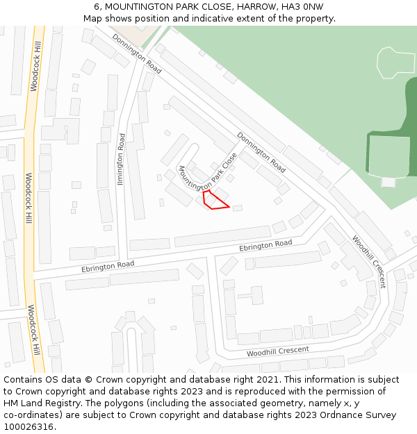 6, MOUNTINGTON PARK CLOSE, HARROW, HA3 0NW: Location map and indicative extent of plot