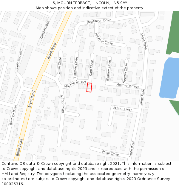 6, MOURN TERRACE, LINCOLN, LN5 9AY: Location map and indicative extent of plot
